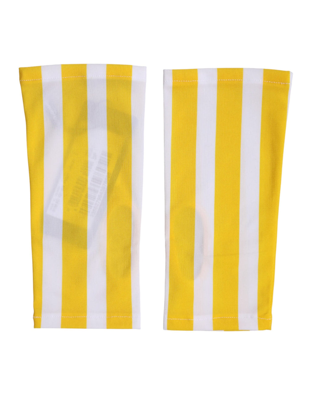 Yellow White Nylon Fingerless Wrist Length Gloves