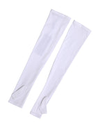 White Nylon Fingerless Elbow Length Mitten Gloves