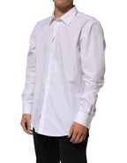 White Cotton Collared Long Sleeve Men Dress Shirt