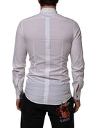 White Cotton Collared Long Sleeve GOLD Dress  Shirt
