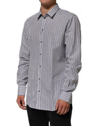 Black White Stripes Men GOLD Dress Shirt
