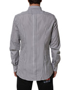 Black White Stripes Men GOLD Dress Shirt