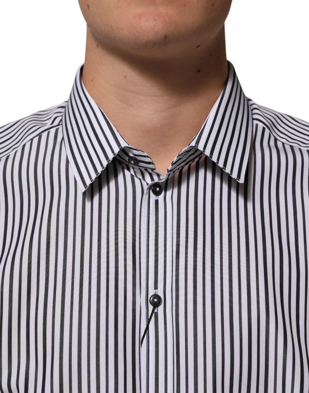 Black White Stripes Men GOLD Dress Shirt