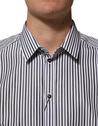 Black White Stripes Men GOLD Dress Shirt