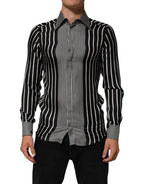 Black White Stripes Men MARTINI Dress Shirt