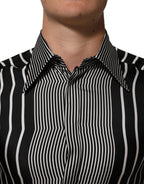 Black White Stripes Men MARTINI Dress Shirt