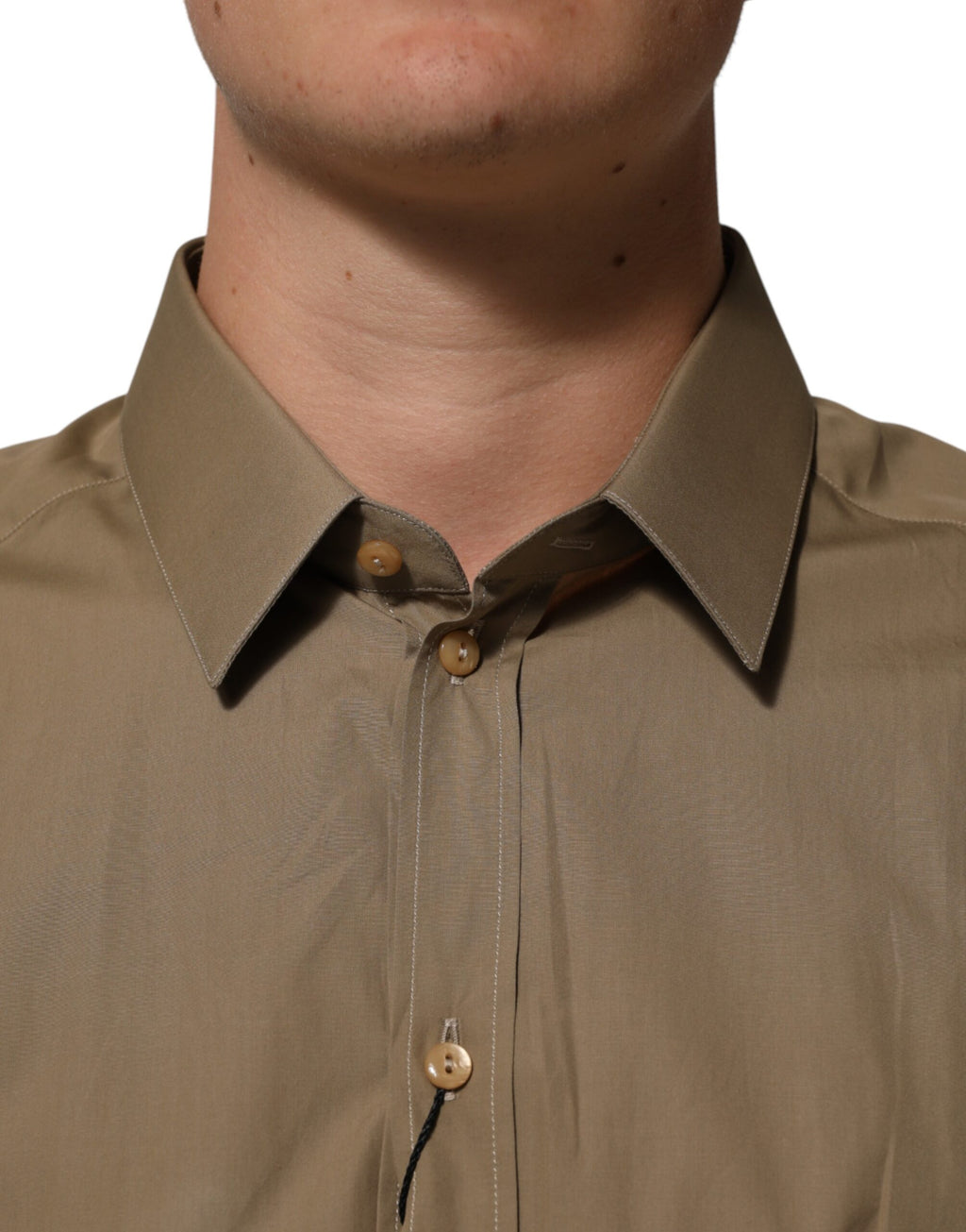 Brown Cotton Collared Men GOLD Dress Shirt