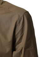 Brown Cotton Collared Men GOLD Dress Shirt