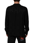 Black DG Logo Silk Men Long Sleeves Shirt