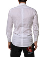 White Cotton Collared Men GOLD Dress Shirt