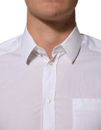 White Cotton Collared Men GOLD Dress Shirt