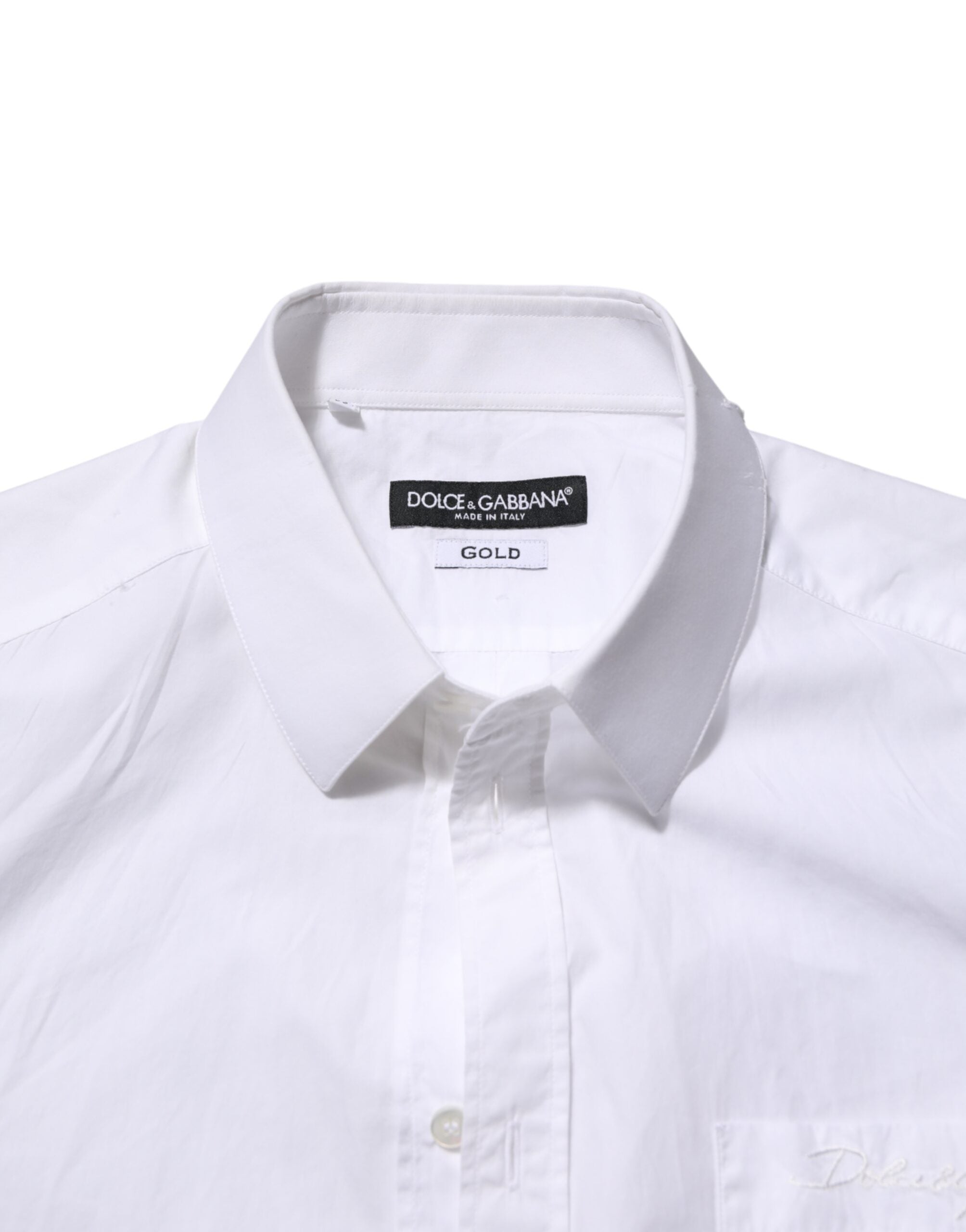 White Cotton Collared Men GOLD Dress Shirt