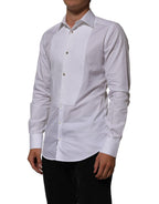 White Cotton Collared Bib GOLD Dress Shirt