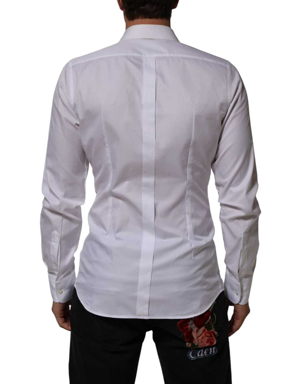 White Cotton Collared Bib GOLD Dress Shirt
