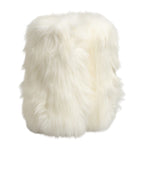 White Fur Pointed Knee High Stiletto Boots Shoes
