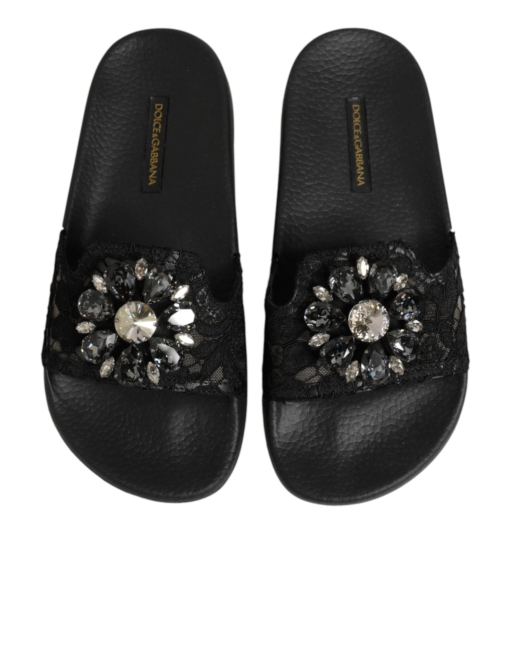 Black Devotion Matelassé Leather Slides Shoes