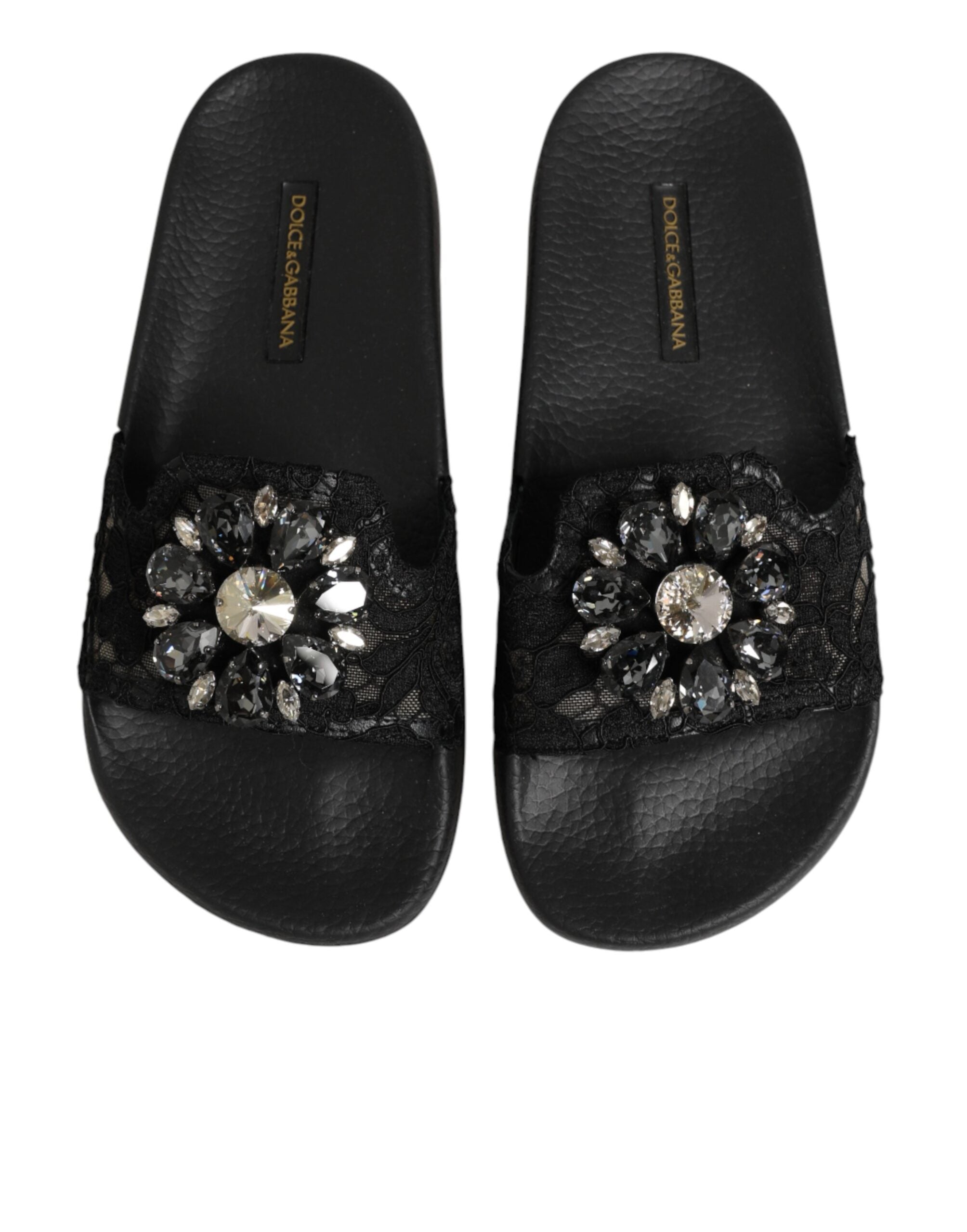 Black Devotion Matelassé Leather Slides Shoes