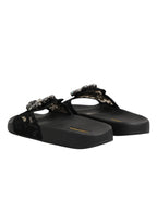 Black Devotion Matelassé Leather Slides Shoes