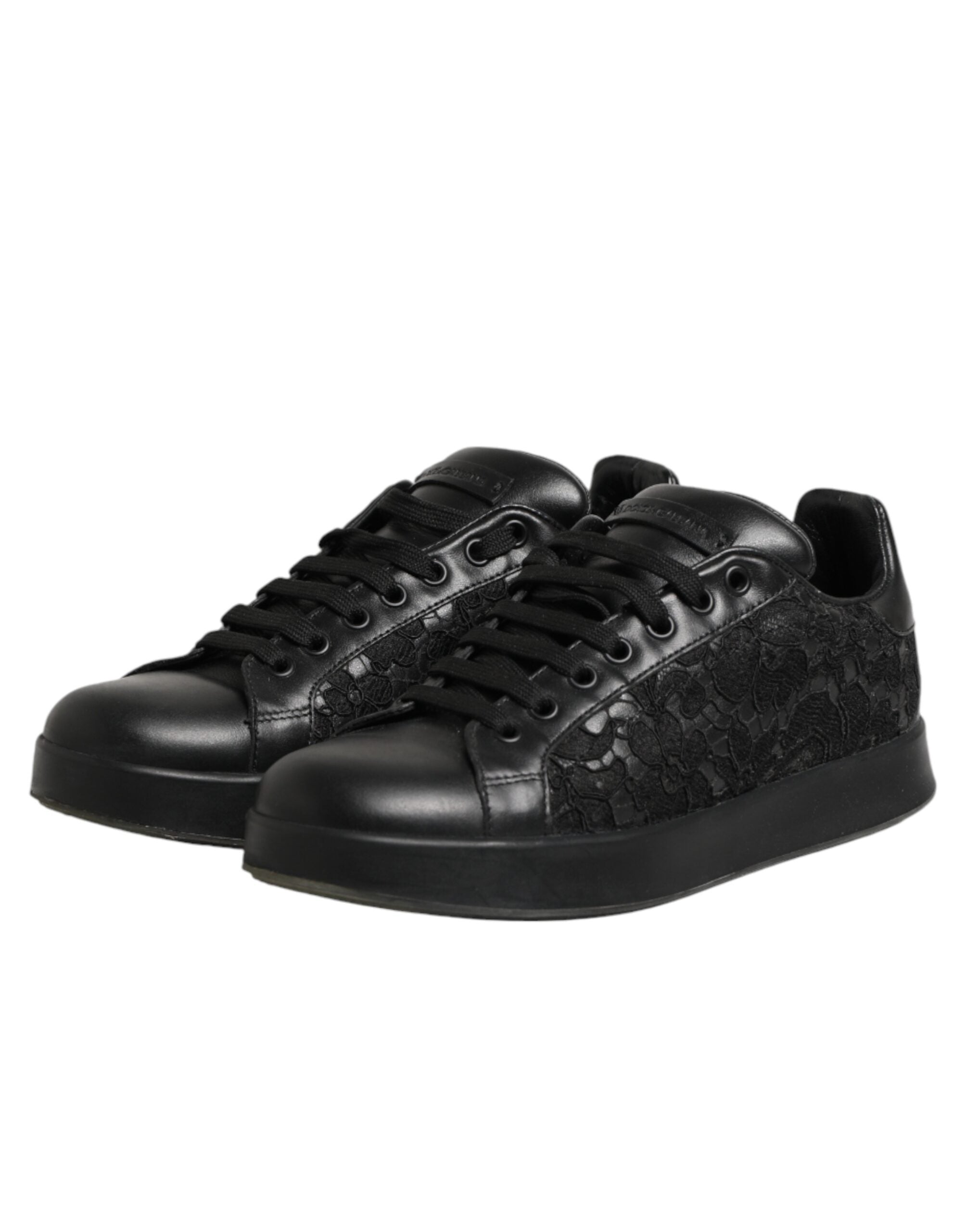 Black Floral Lace Low Top Sneaker Shoes