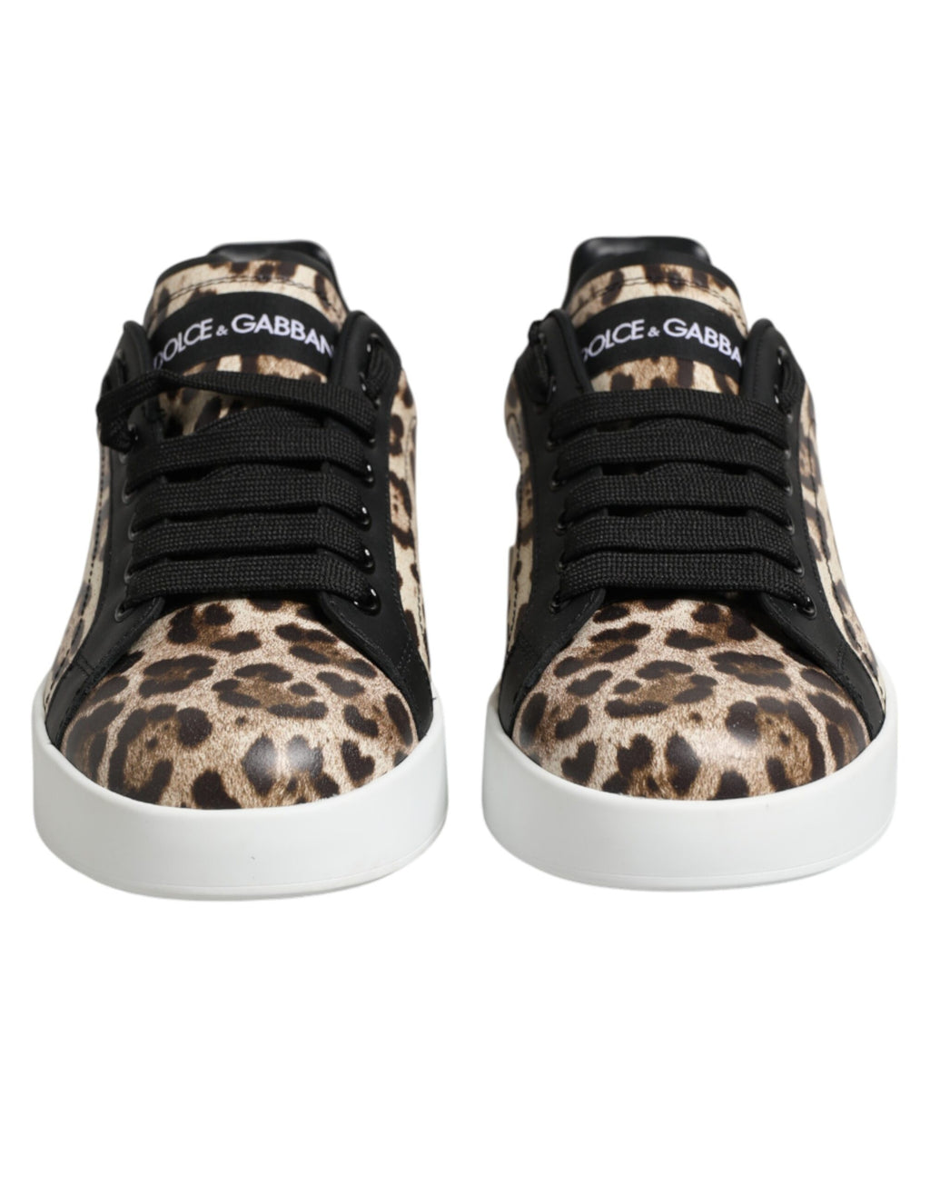 Brown Leather Leopard Low Top Sneakers Shoes