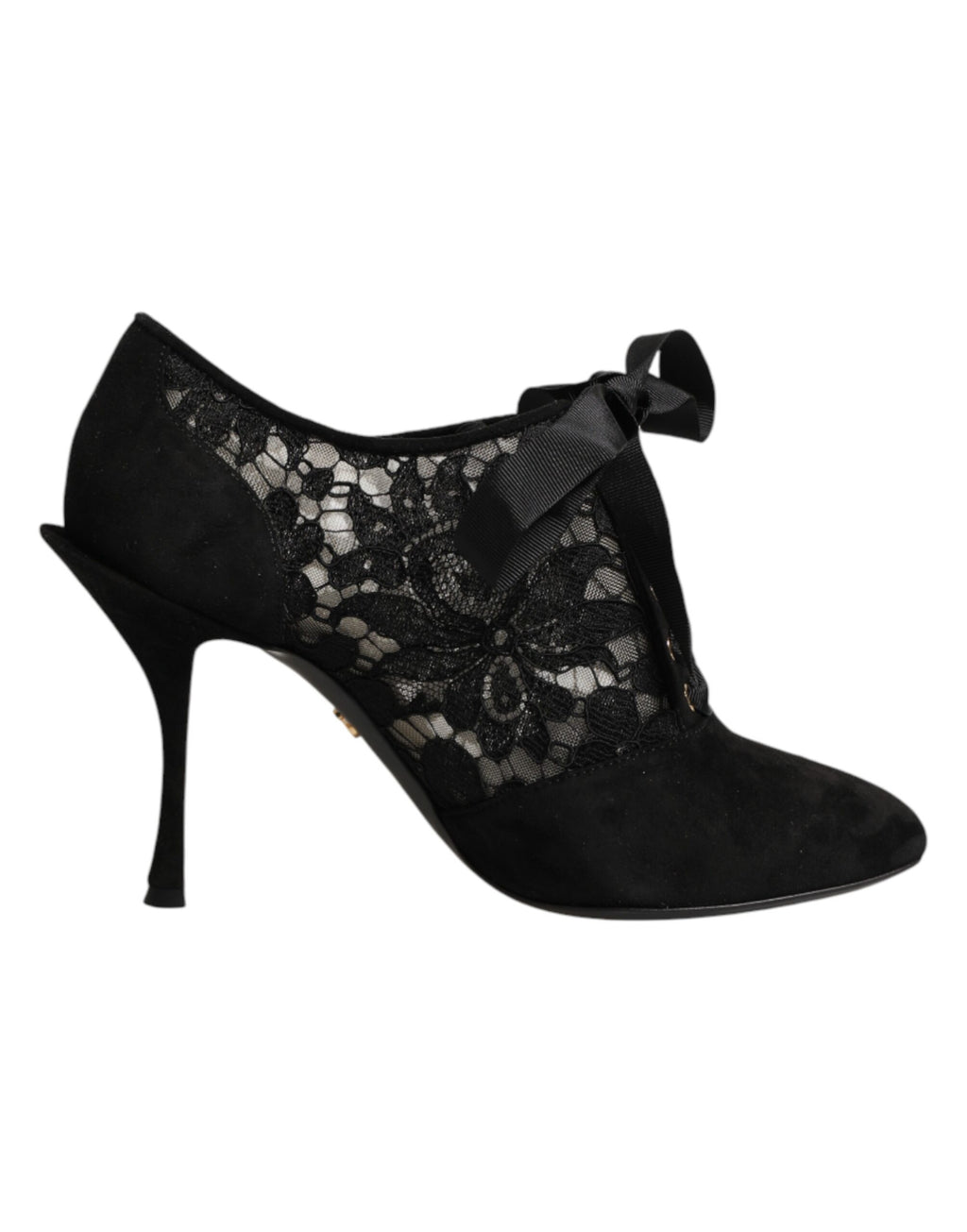 Black Floral High Heels LACE-UPS Pumps Shoes