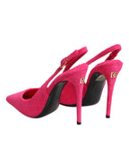 Pink Suede High Heels Slingback Shoes