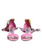 Pink Leather High Heels Sandals Shoes