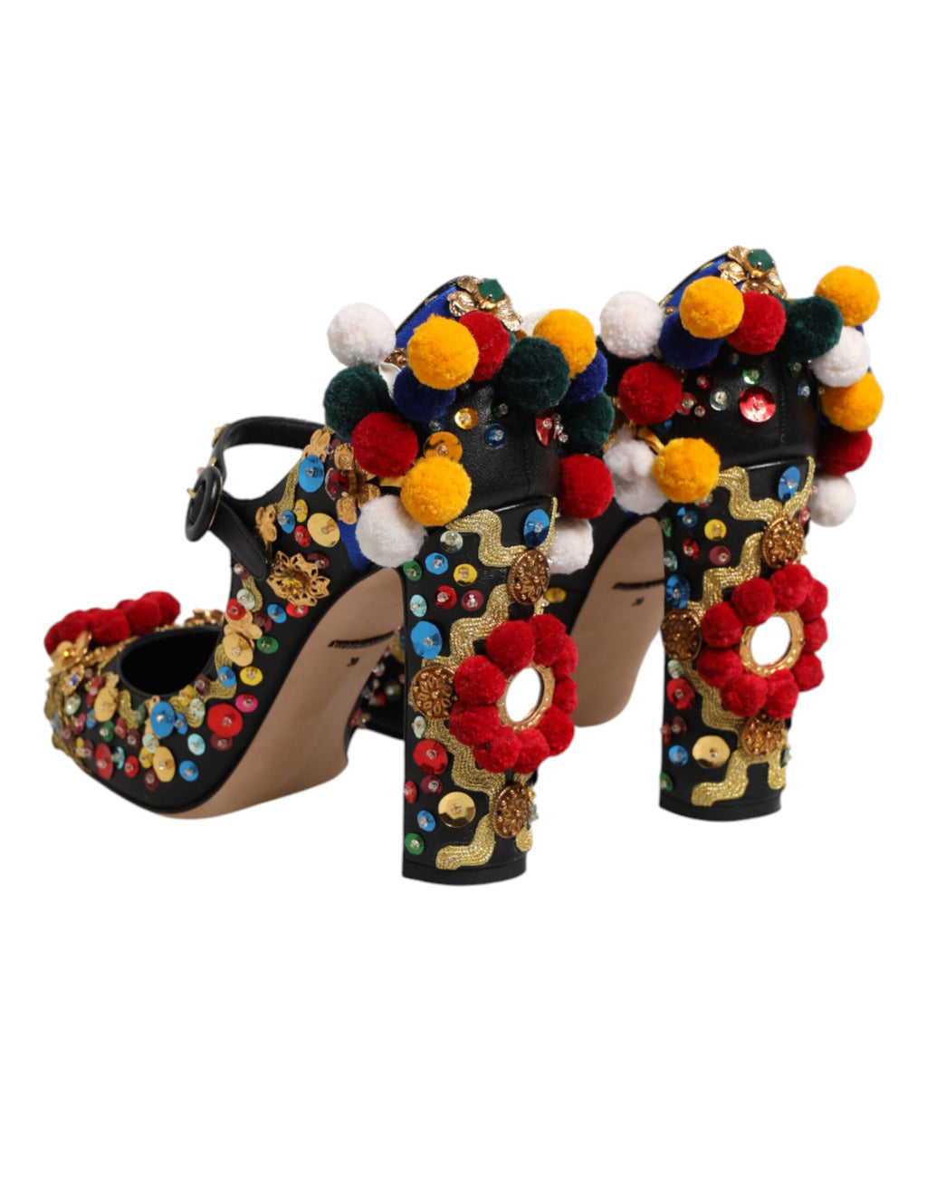 Black Gold Embellished MARY JANES Pumps  Shoes