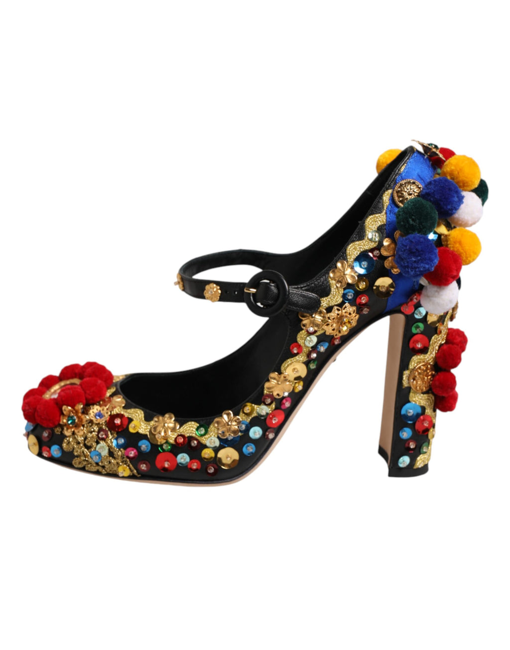 Black Gold Embellished MARY JANES Pumps  Shoes