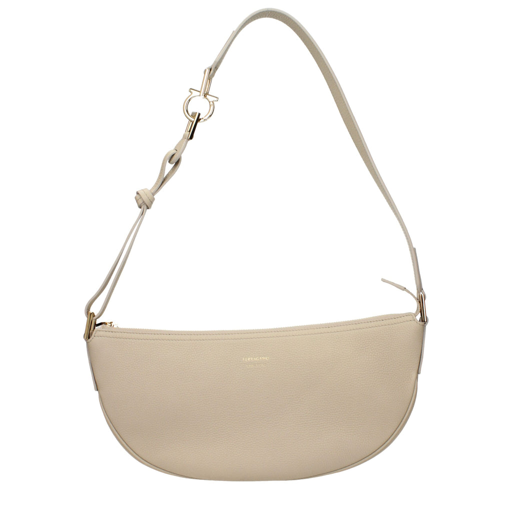 Gray Leather Shoulder Bag
