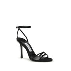 Black Calf Leather Bos Taurus Stiletto Heel Sandals