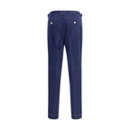 Blue Wool Casual Pants