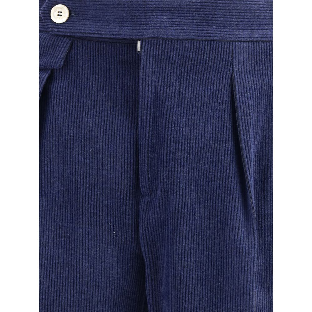 Blue Wool Casual Pants