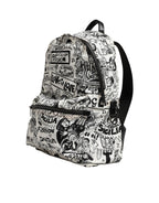 Black White Graffiti Print School Backpack Men Borse Bag