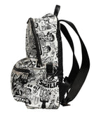 Black White Graffiti Print School Backpack Men Borse Bag
