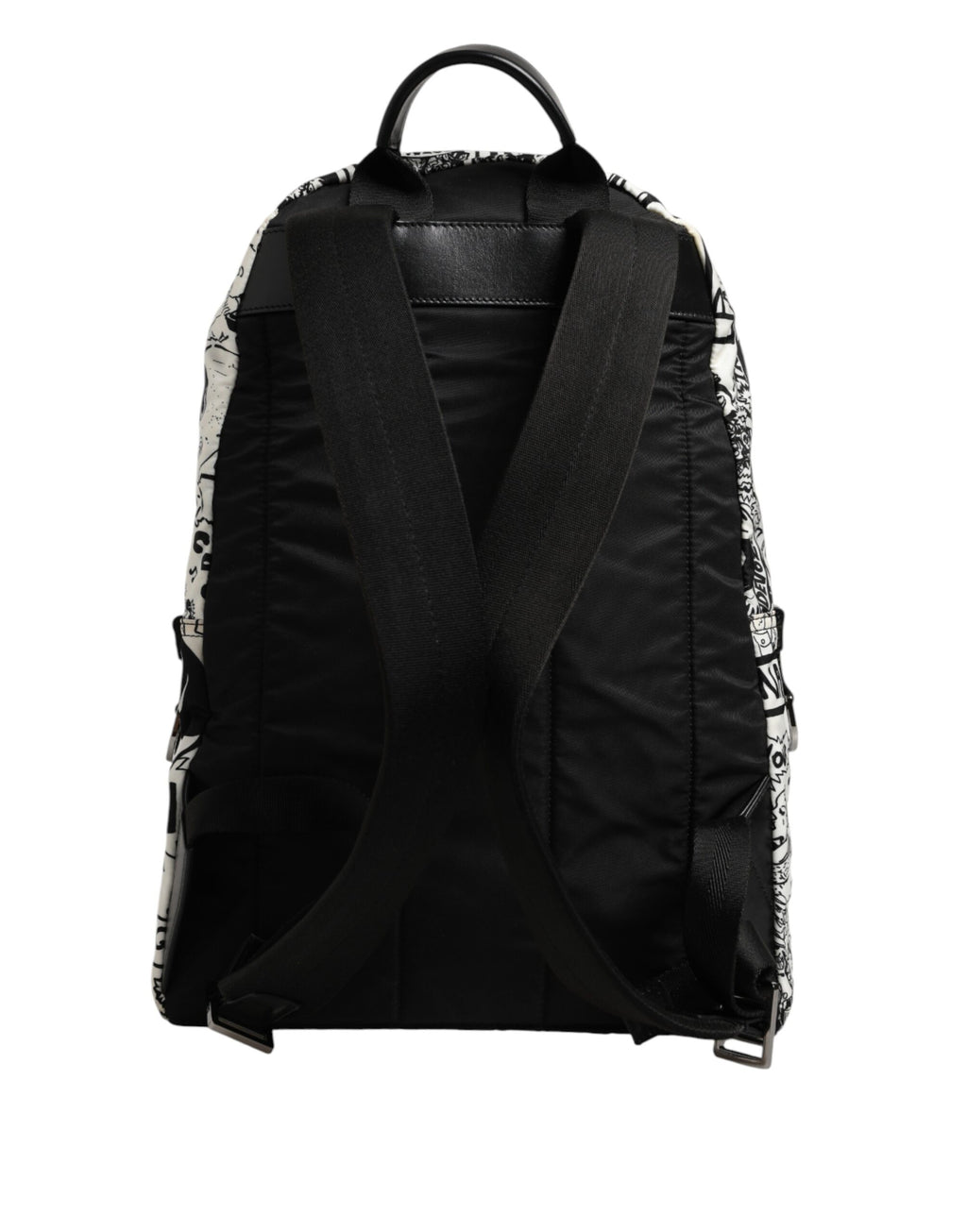 Black White Graffiti Print School Backpack Men Borse Bag