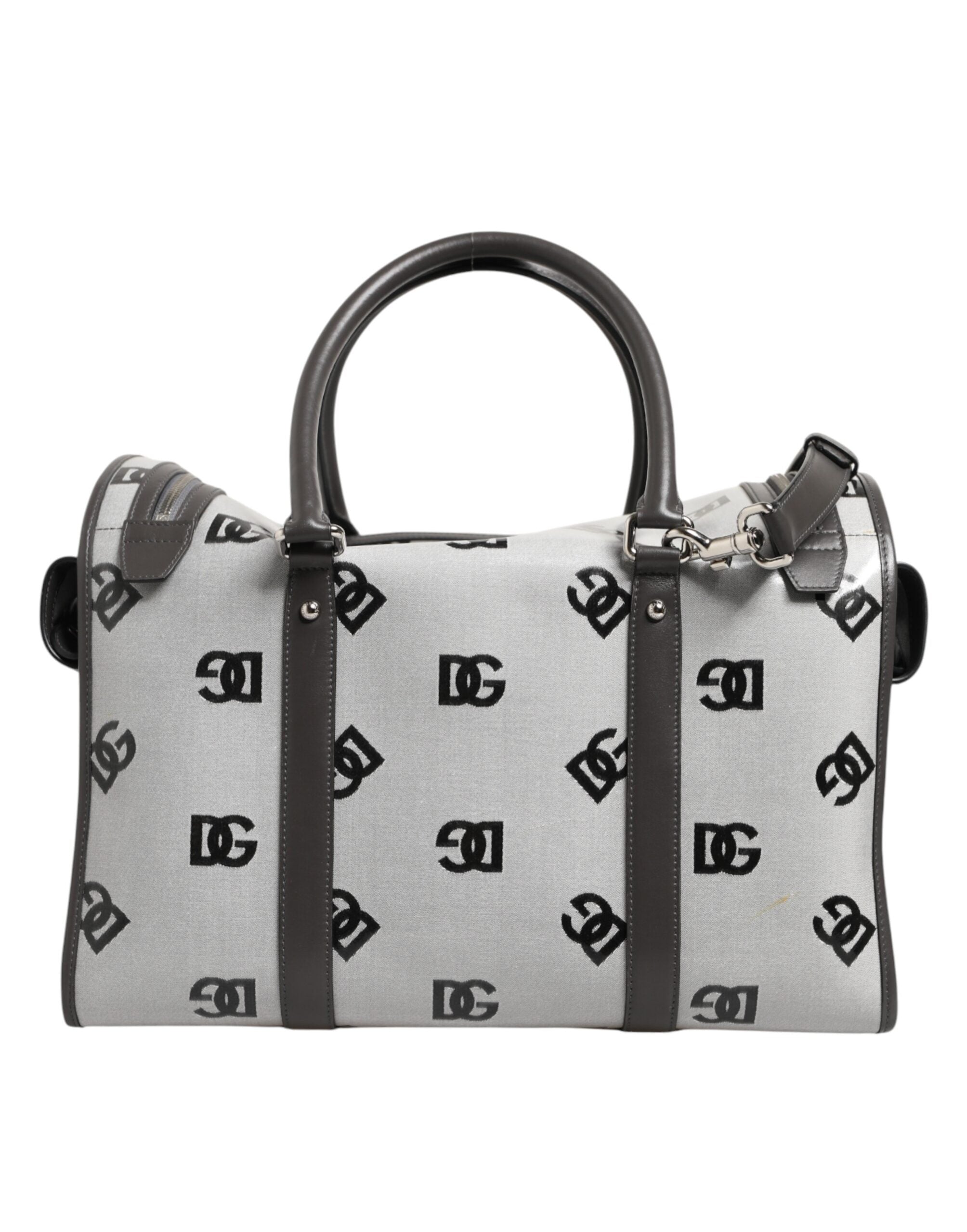 White DG Logo Pet Carrier Logo Plaque Top Handle Bag