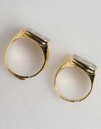 Gold-Tone Real Brass Black Enamel "DG" Adjustable Rings