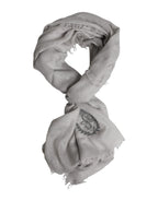 Gray Cashmere Knit Fringes Neck Foulard 67cm x200cm Foulard Scarf
