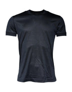 Blue Silk Crew Neck Short Sleeves Men T-shirt