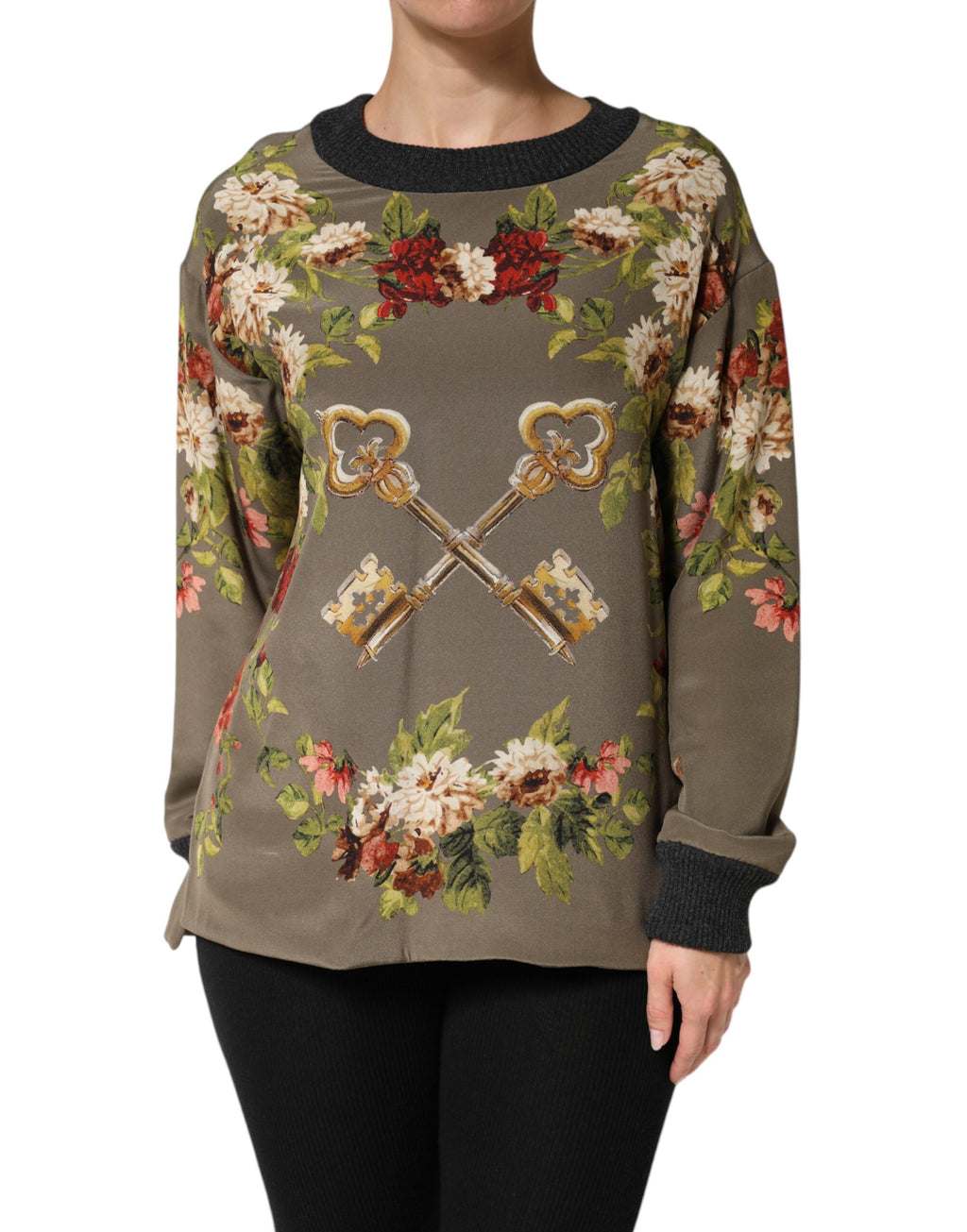 Enchanted Sicily Silk Crewneck Blouse Sweater