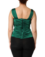 Green Viscose Drape Jersey Organzine Tank Top