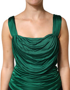 Green Viscose Drape Jersey Organzine Tank Top