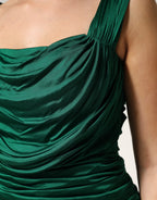 Green Viscose Drape Jersey Organzine Tank Top