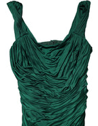 Green Viscose Drape Jersey Organzine Tank Top