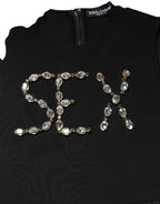 Black Jersey Lace Ruching Rhinestone Tank Top