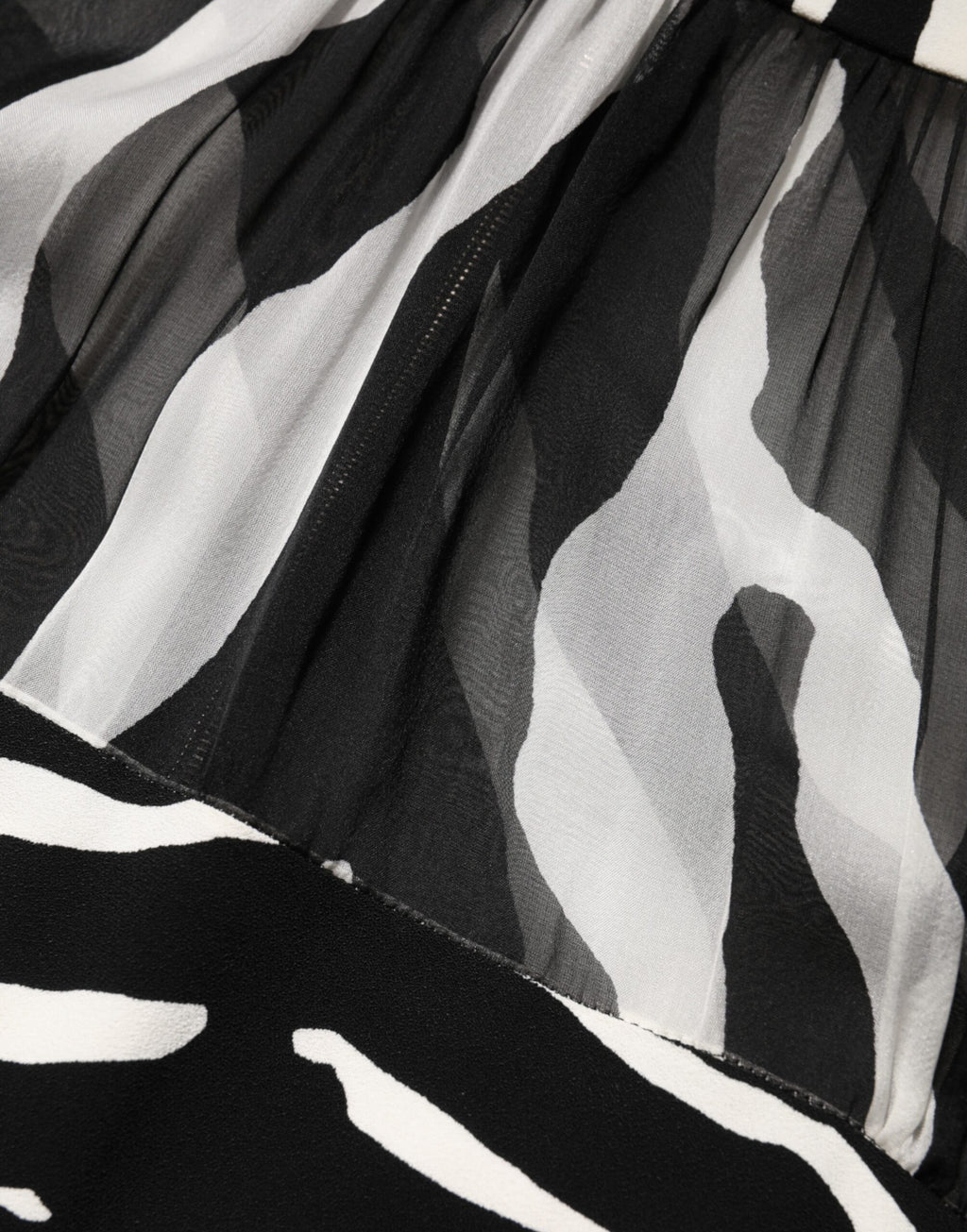 Zebra Print Chiffon Paneled Crop Blouse Top