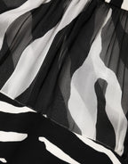 Zebra Print Chiffon Paneled Crop Blouse Top