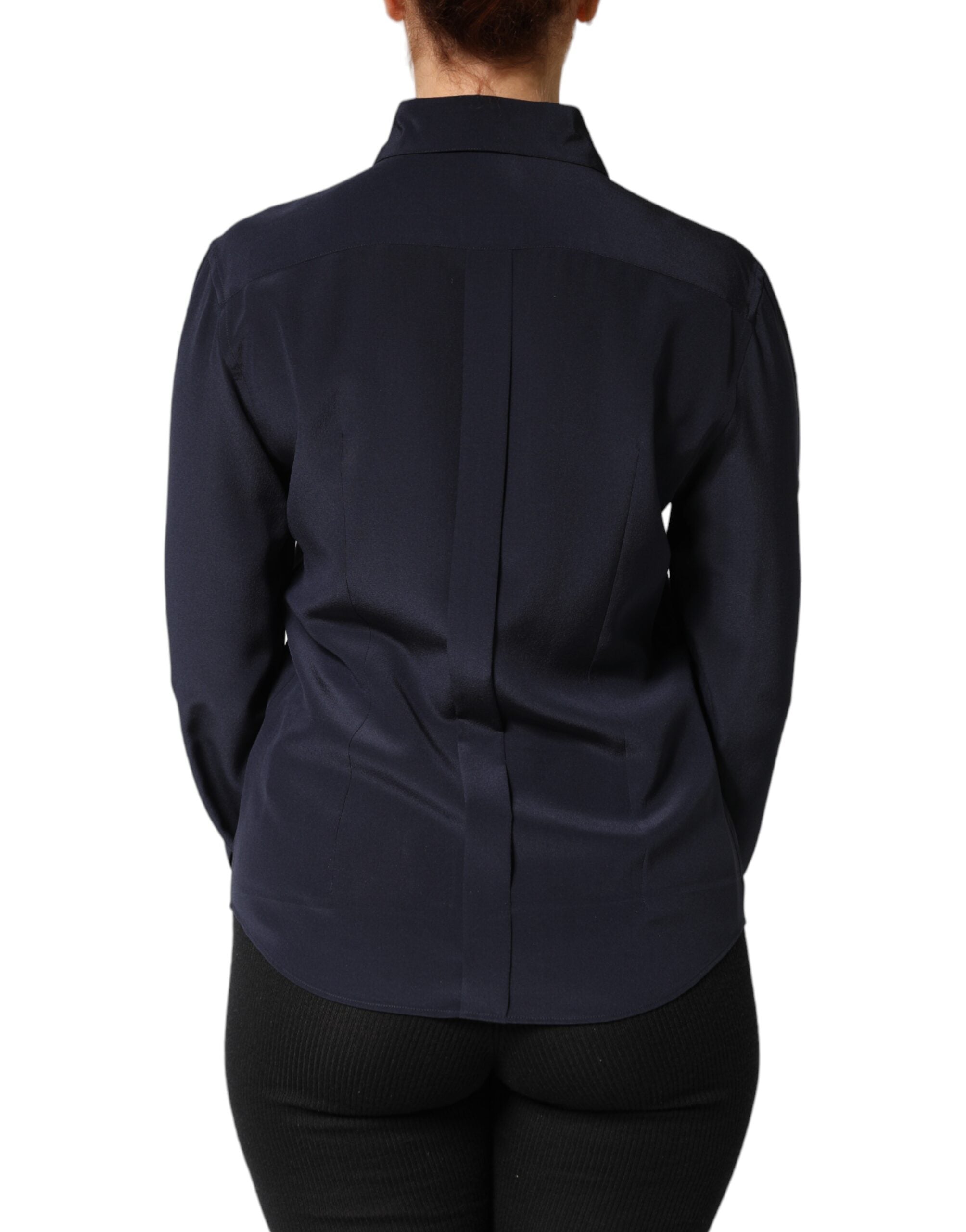 Blue Collared Long Sleeves Dress Shirt Top