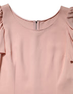 Pink Short Sleeves Round Neck Blouse Top